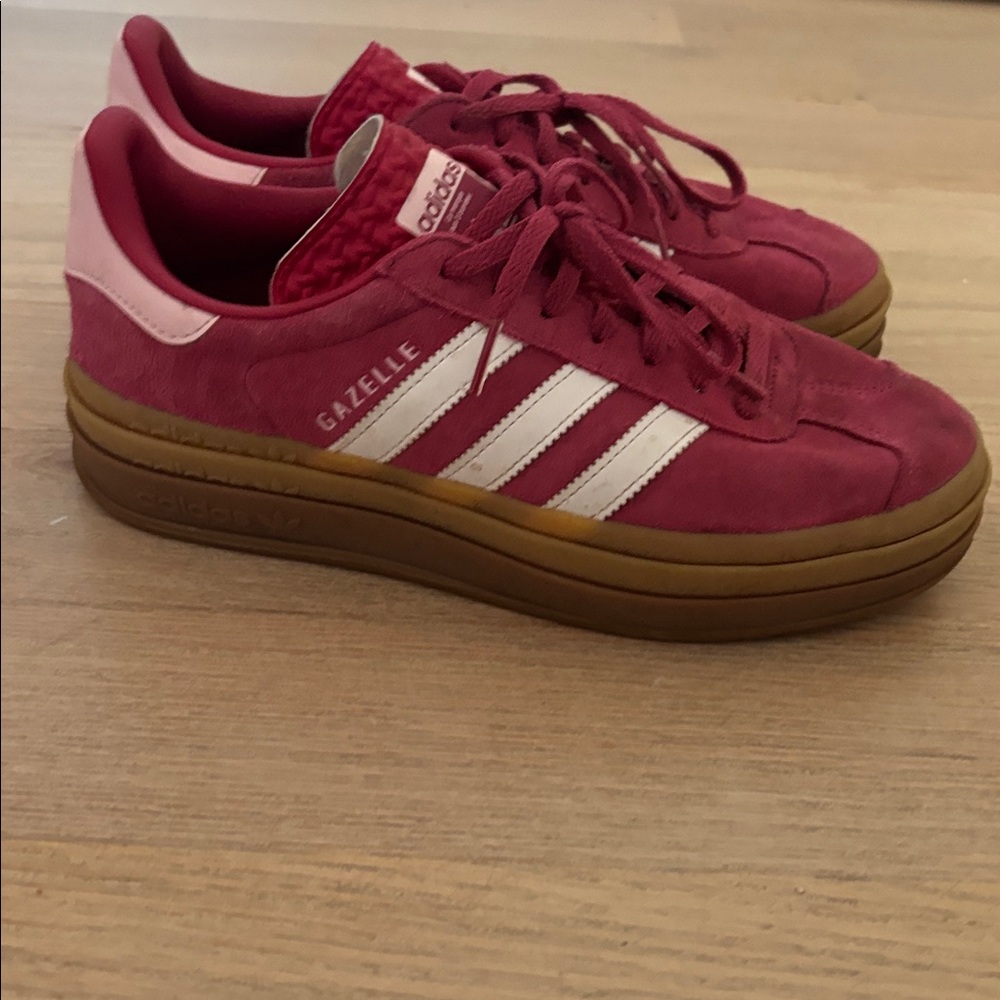Adidas Gazelle Burgundy and Pink Sneakers